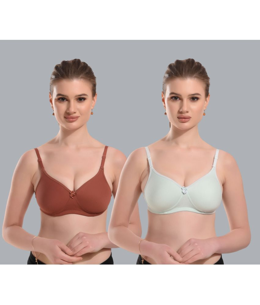     			Viral Girl Pack of 2 Cotton Women's Everyday Bra ( Green ) VM-HEMA-BROWN-CGREEN