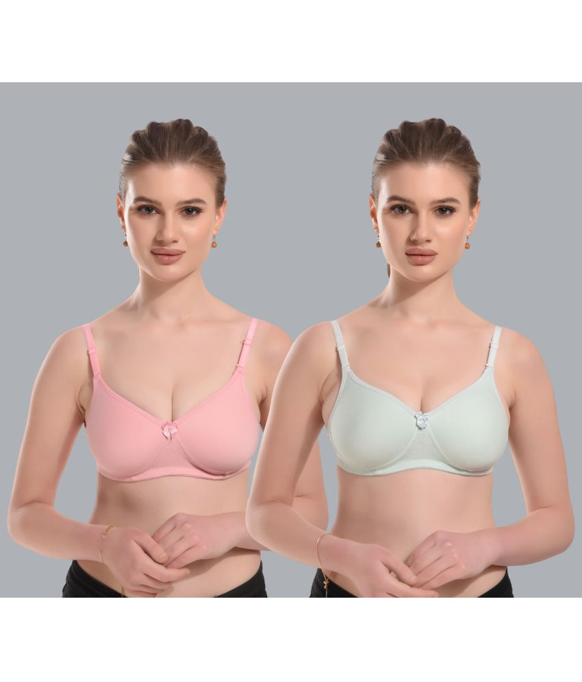     			Viral Girl Pack of 2 Cotton Women's Everyday Bra ( Green ) VM-HEMA-BABYPINK-CGREEN