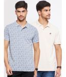 Nyker Cotton Blend Regular Fit Printed Half Sleeves Men's Polo T Shirt - Melange Grey ( Pack of 2 )