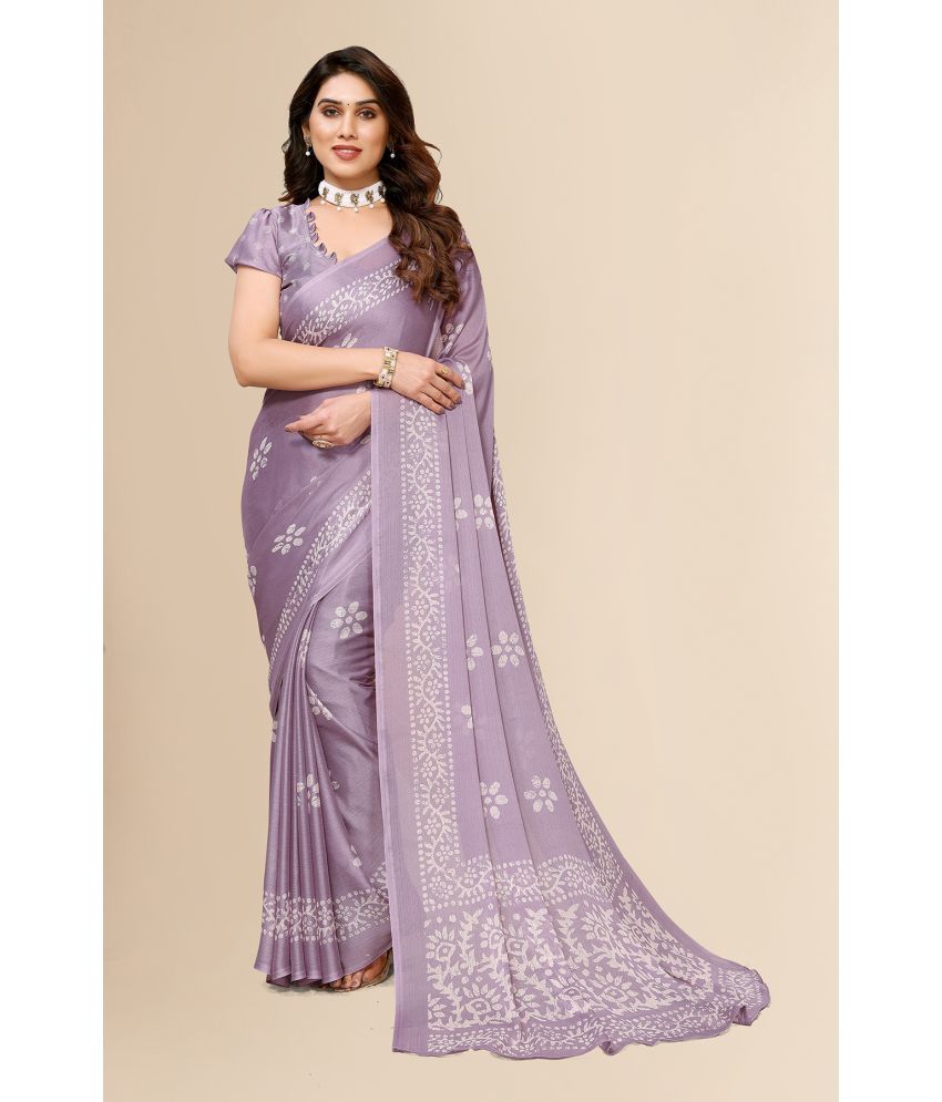     			Anand Sarees Chiffon Printed Saree With Blouse Piece - Purple ( Pack of 1 )