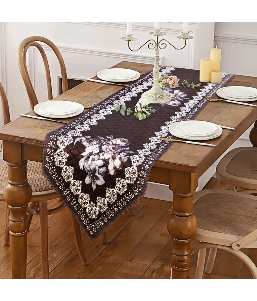     			HOMETALES Cotton 4 Seater Table Runner ( 193 cm x 33 cm ) Single - Black