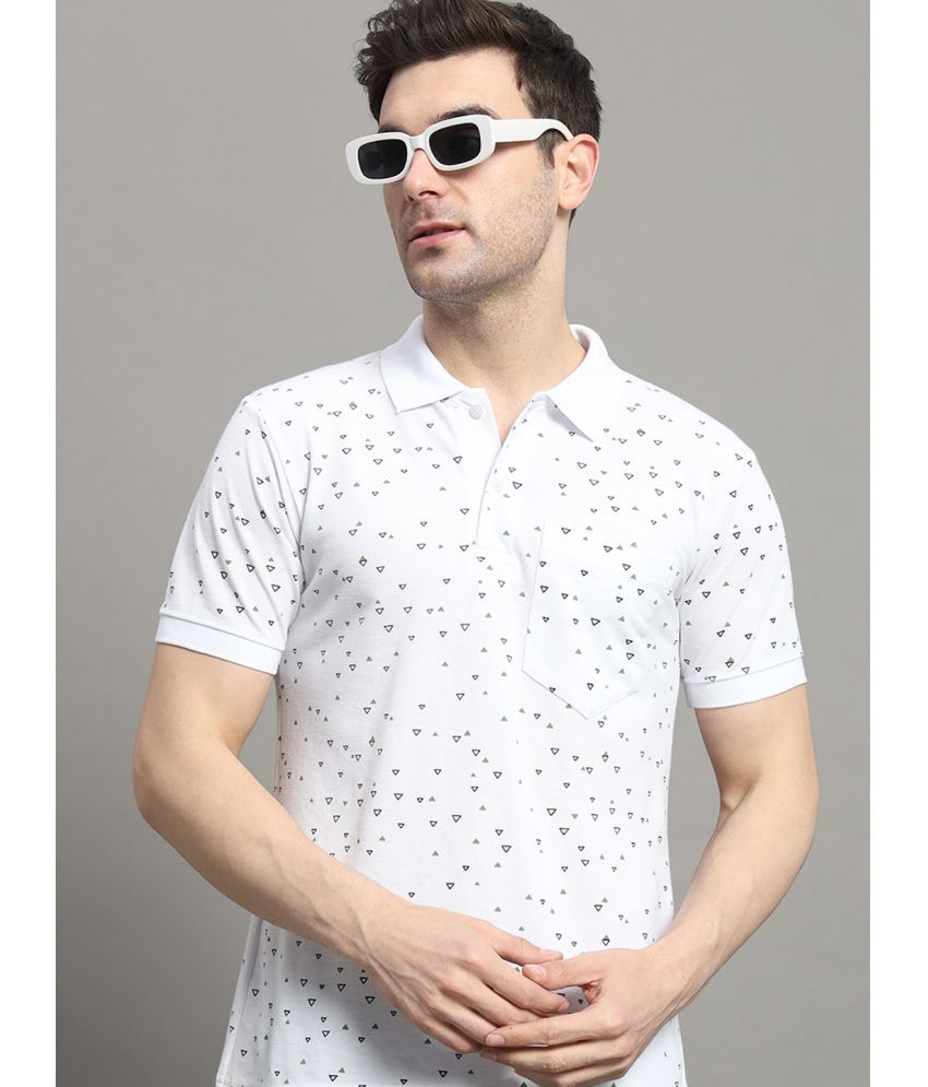     			MXN Cotton Blend Regular Fit Printed Half Sleeves Men's Polo T Shirt - White ( Pack of 1 )