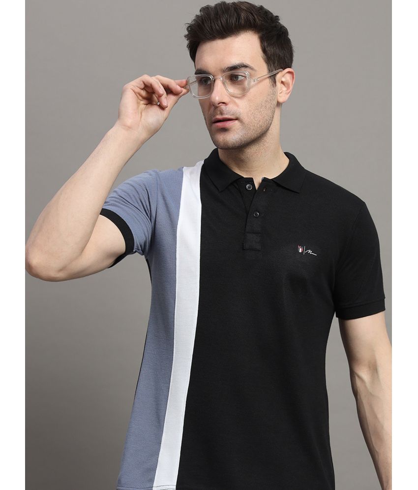     			MXN Pack of 1 Cotton Blend Regular Fit Colorblock Half Sleeves Men's Polo T Shirt ( Black )