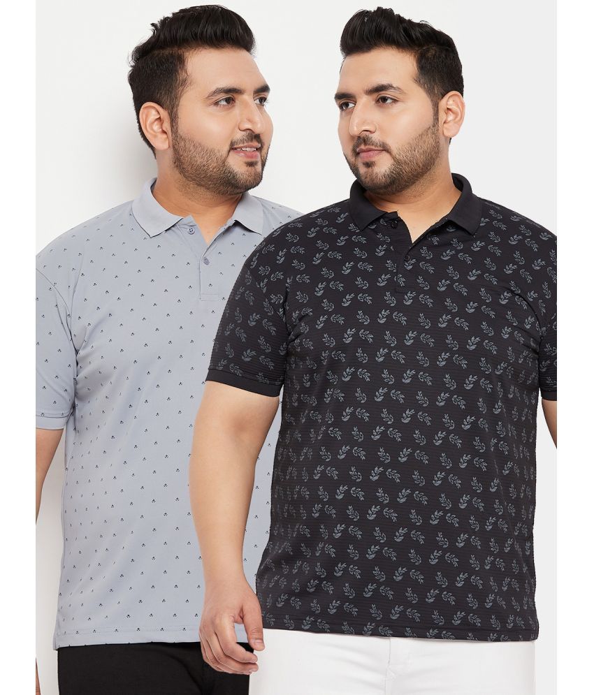     			Nyker Cotton Blend Regular Fit Printed Half Sleeves Men's Polo T Shirt - Black ( Pack of 2 )