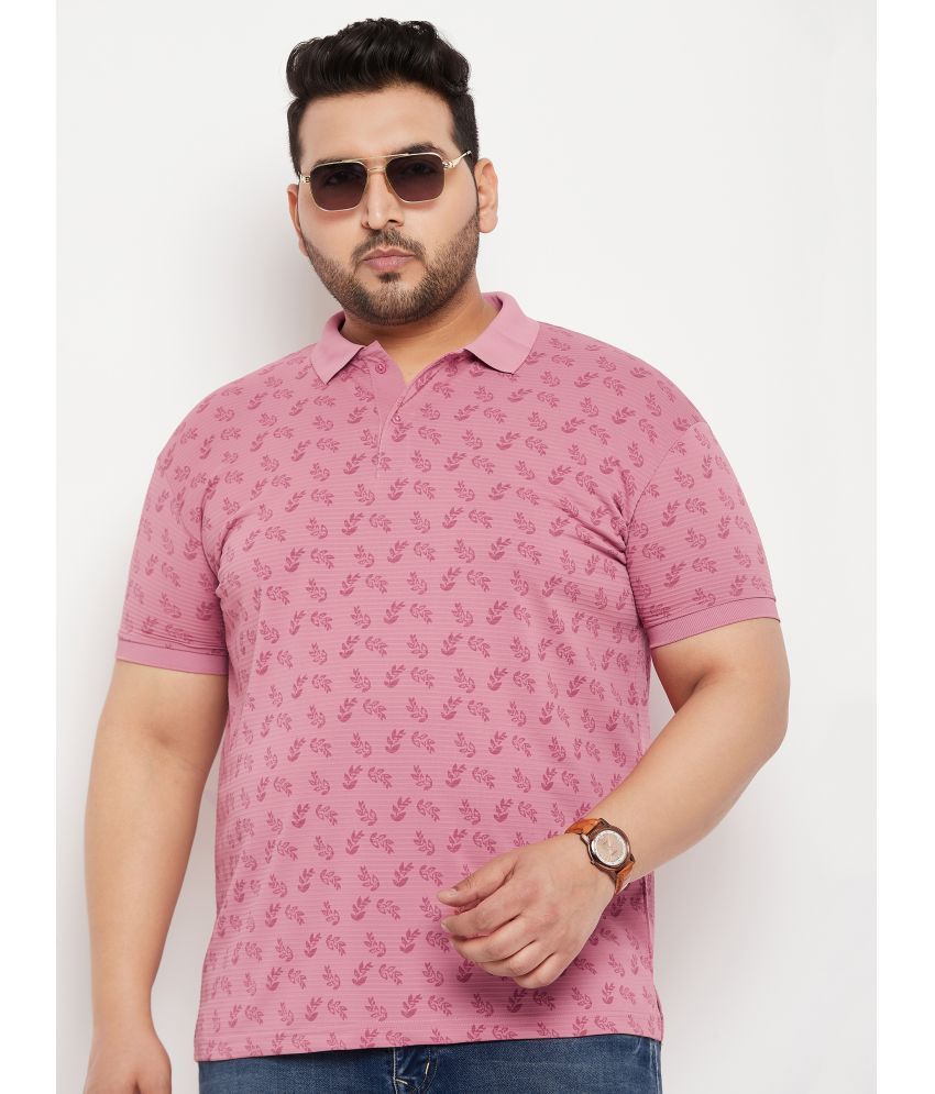     			Nyker Pack of 1 Cotton Blend Regular Fit Printed Half Sleeves Men's Polo T Shirt ( Pink )