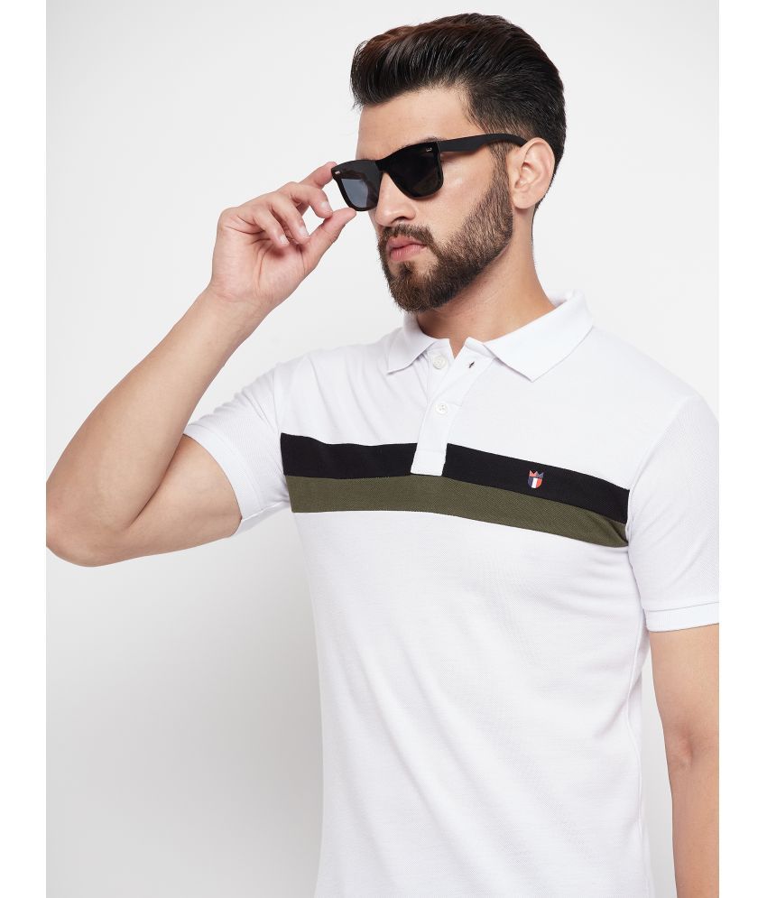     			Nyker Cotton Blend Regular Fit Colorblock Half Sleeves Men's Polo T Shirt - White ( Pack of 1 )
