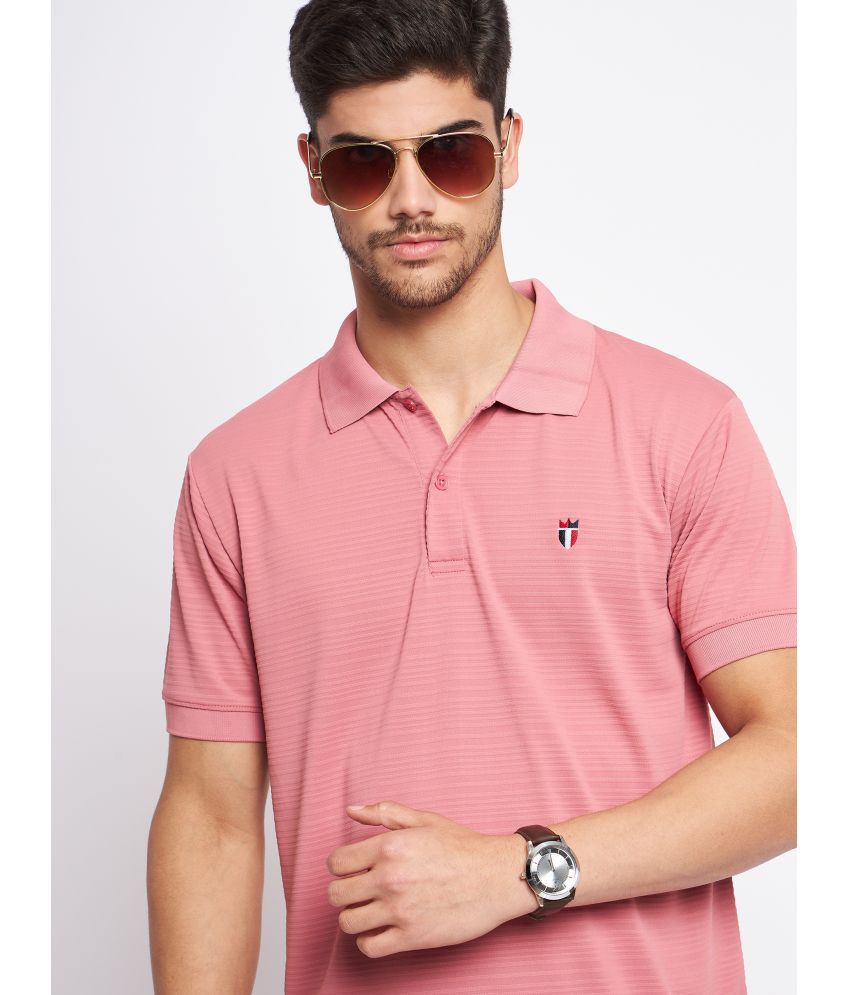     			Nyker Cotton Blend Regular Fit Solid Half Sleeves Men's Polo T Shirt - Pink ( Pack of 1 )