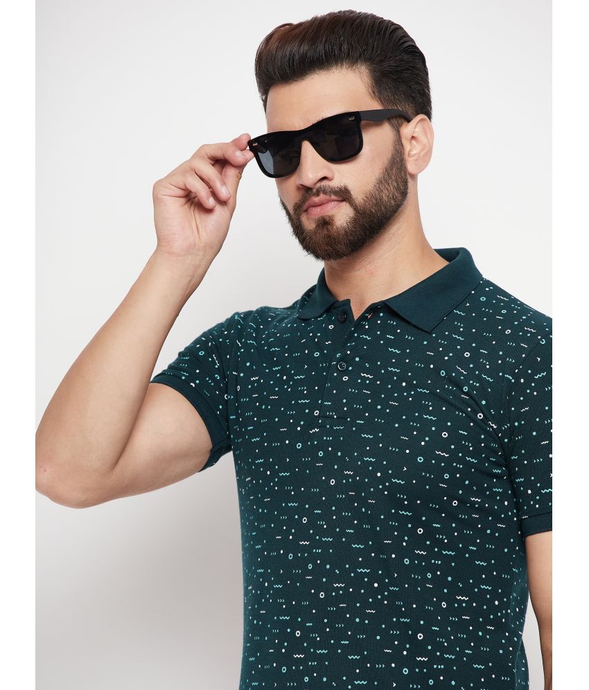     			Nyker Cotton Blend Regular Fit Printed Half Sleeves Men's Polo T Shirt - Green ( Pack of 1 )