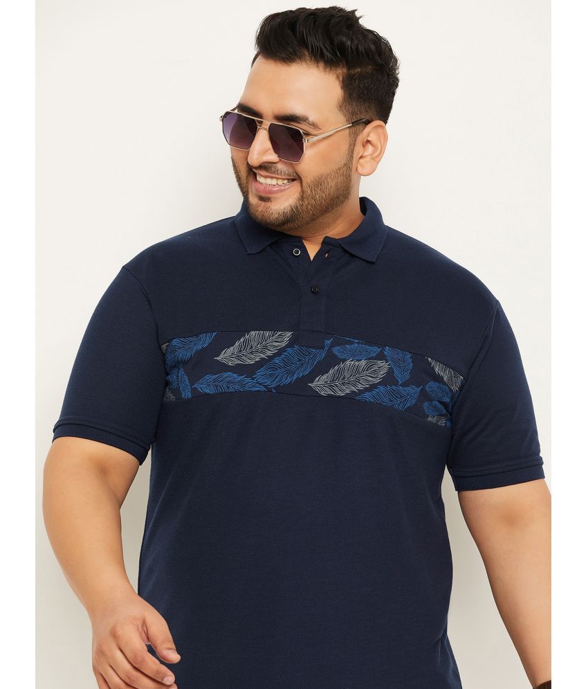     			Nyker Pack of 1 Cotton Blend Regular Fit Colorblock Half Sleeves Men's Polo T Shirt ( Navy Blue )