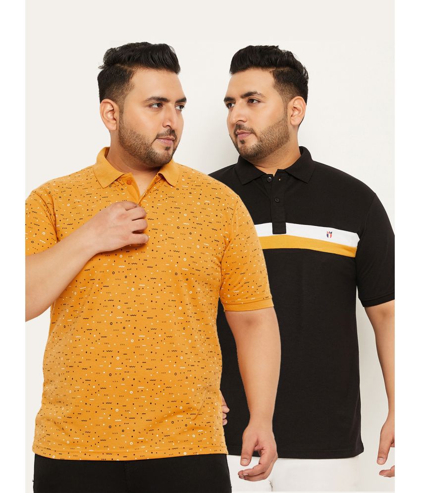     			Nyker Cotton Blend Regular Fit Printed Half Sleeves Men's Polo T Shirt - Gold ( Pack of 2 )