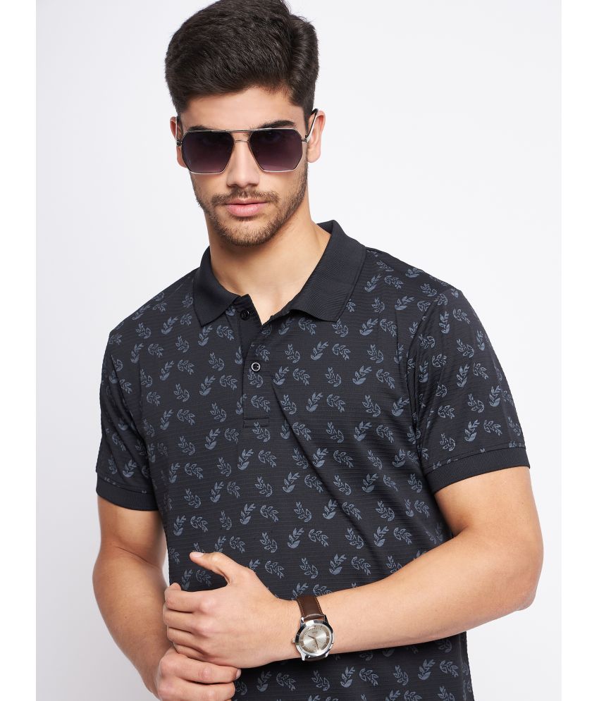     			Nyker Pack of 1 Cotton Blend Regular Fit Printed Half Sleeves Men's Polo T Shirt ( Black )