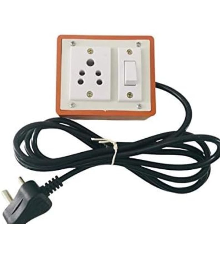     			O P Plug Brown PVC 3 Pin 220V 5 Amp Extension Board  Switch Board 1 Socket Extension Board