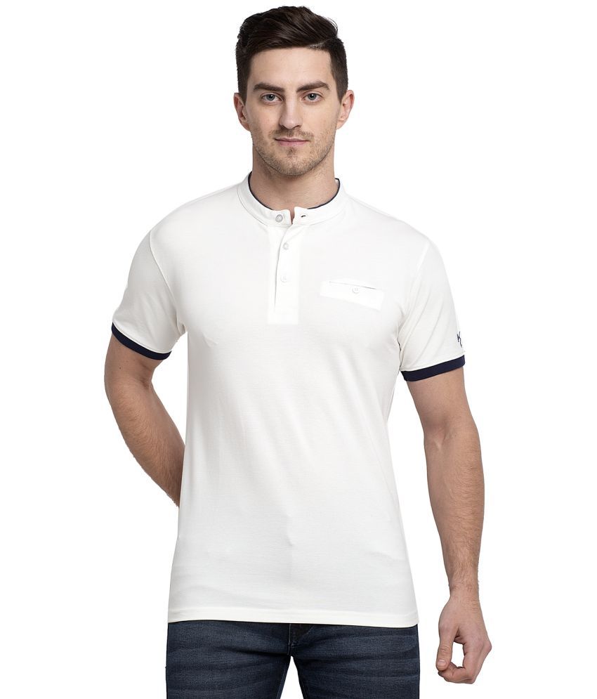     			Rodamo Cotton Blend Regular Fit Solid Half Sleeves Men's Polo T Shirt - Off White ( Pack of 1 )