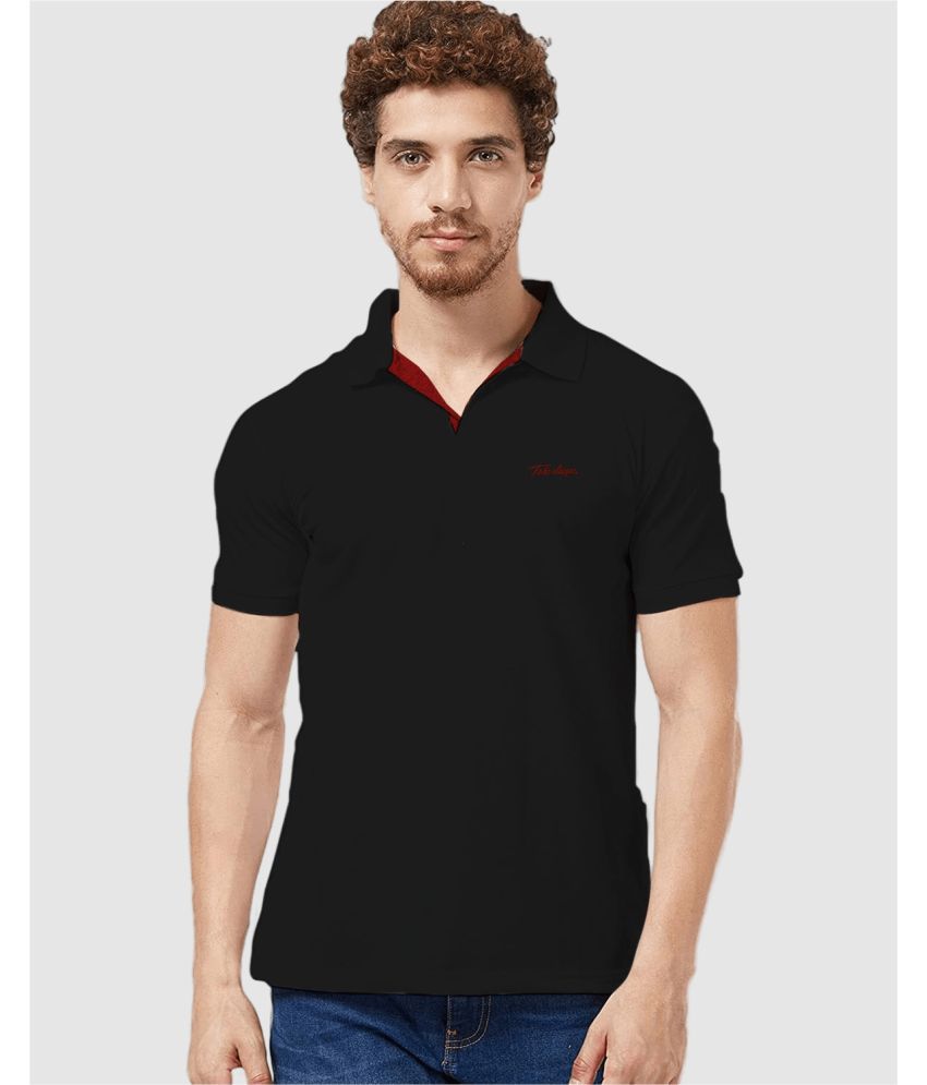     			TAB91 Cotton Blend Regular Fit Solid Half Sleeves Men's Polo T Shirt - Black ( Pack of 1 )