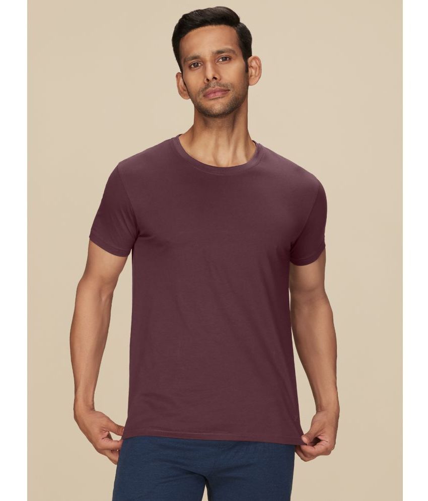     			XYXX Cotton Regular Fit Solid Half Sleeves Men's T-Shirt - Mauve ( Pack of 1 )