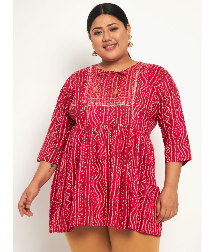     			BuyNewTrend Cotton Printed Flared Women's Kurti - Pink ( Pack of 1 )