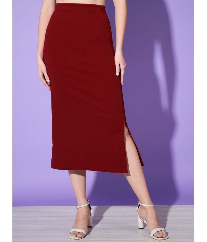     			BuyNewTrend Maroon Polyester Women's Straight Skirt ( Pack of 1 )