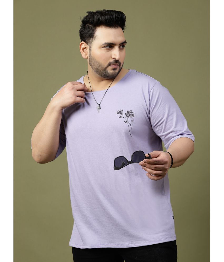     			Rigo Cotton Oversized Fit Printed Half Sleeves Men's T-Shirt - Purple ( Pack of 1 )