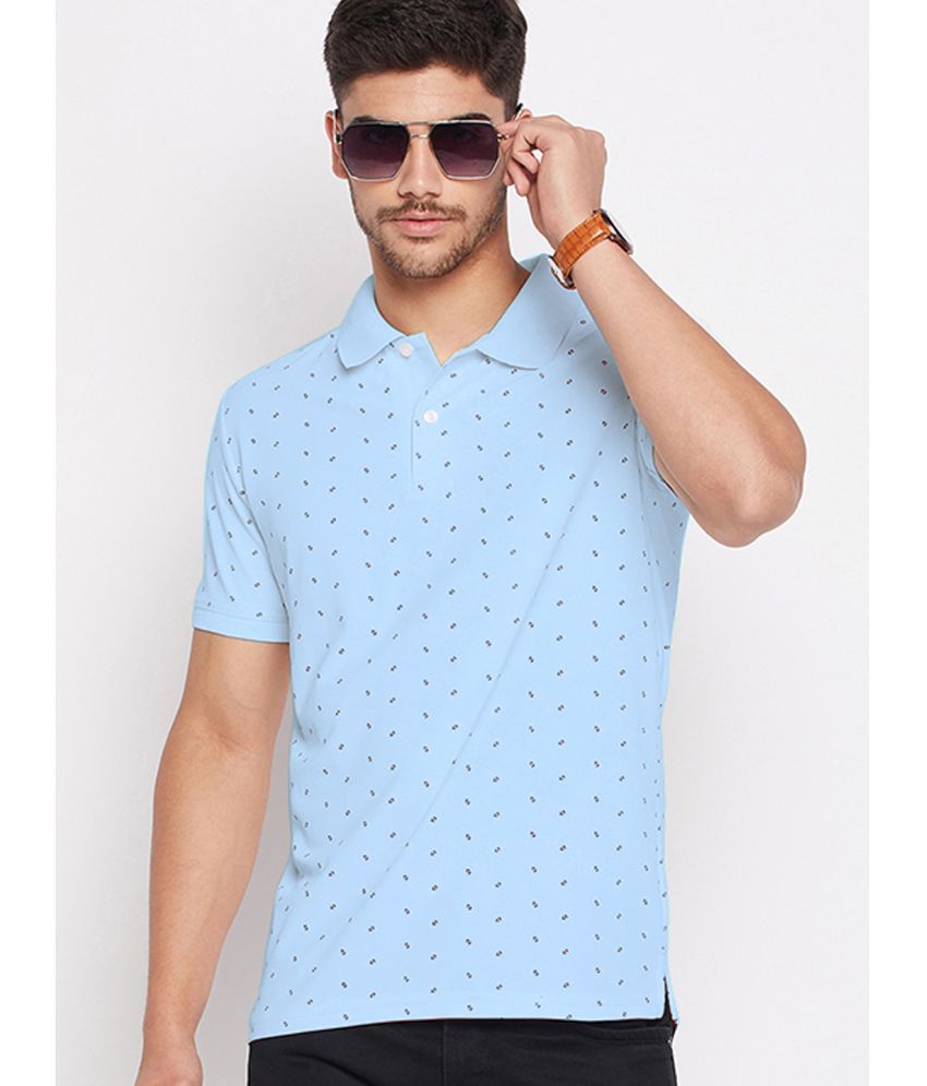     			Riss Pack of 1 Cotton Blend Regular Fit Printed Half Sleeves Men's Polo T Shirt ( Sky Blue )