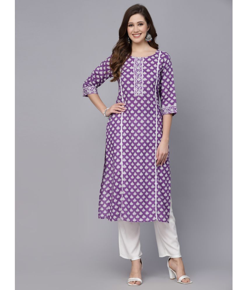     			Stylum Rayon Printed Straight Women's Kurti - Purple ( Pack of 1 )