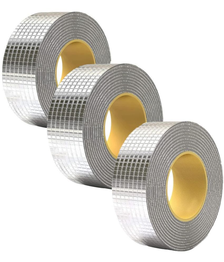     			Super Strong Waterproof Permanent Repair Aluminum Butyl Tape Silver Single Sided Duct Tape ( Pack of 3 )