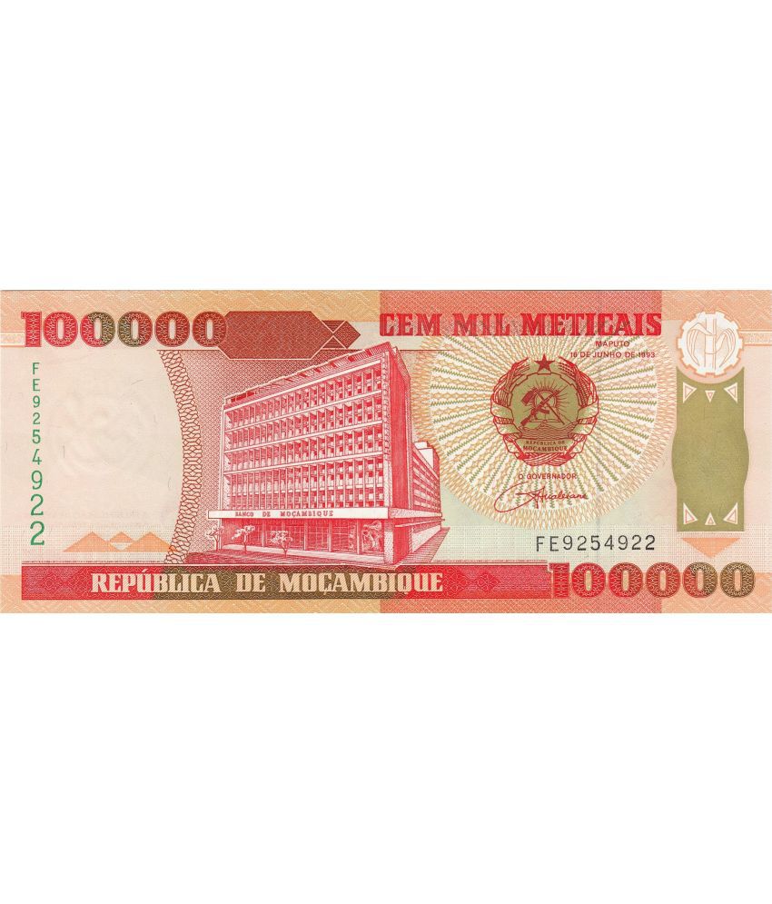     			Mozambique 100000 Meticais Top Grade Beautiful Gem UNC Banknote