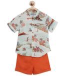 Nauti Nati Orange Cotton Boys Shirt & Shorts ( Pack of 1 )