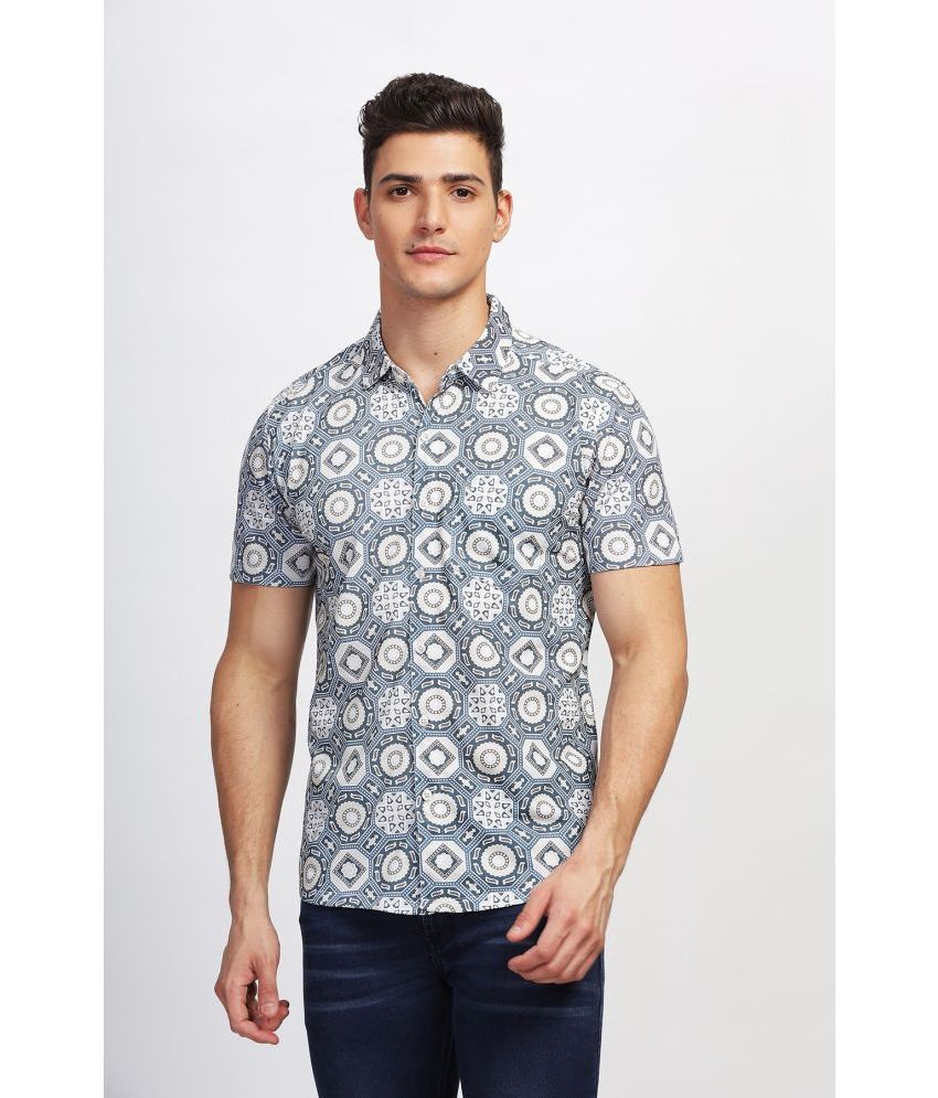     			BULLMER Cotton Blend Regular Fit Printed Half Sleeves Men's Casual Shirt - Grey ( Pack of 1 )