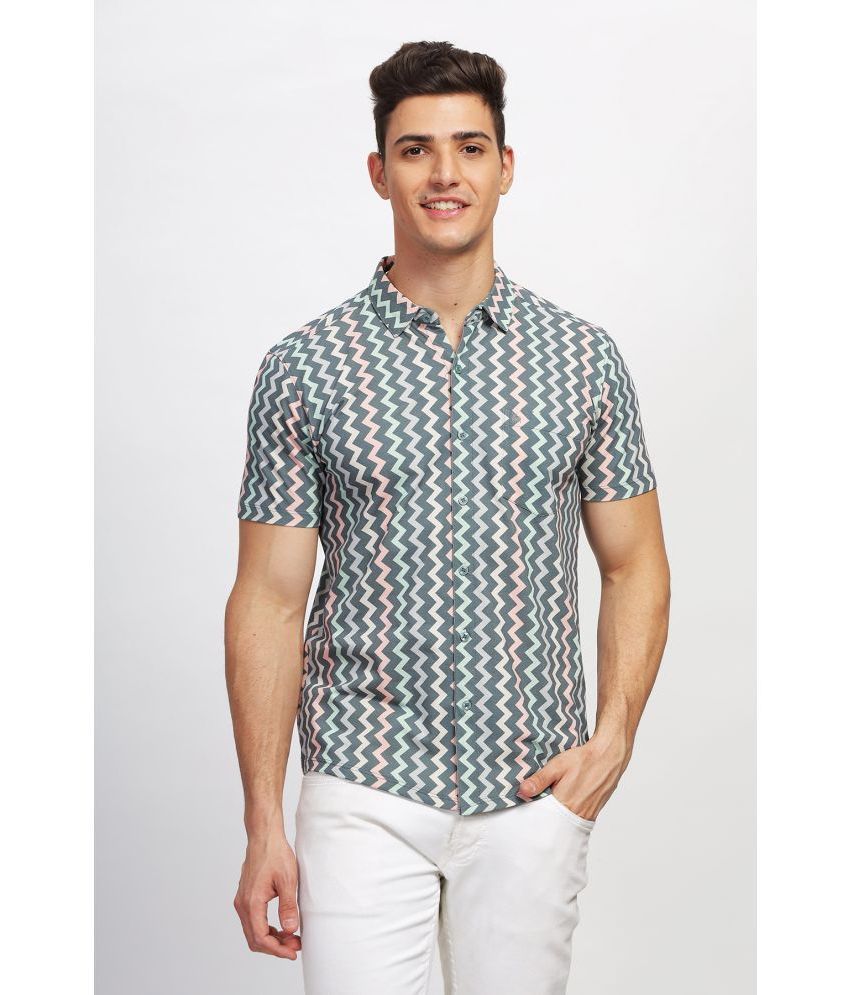     			BULLMER Cotton Blend Regular Fit Printed Half Sleeves Men's Casual Shirt - Teal ( Pack of 1 )