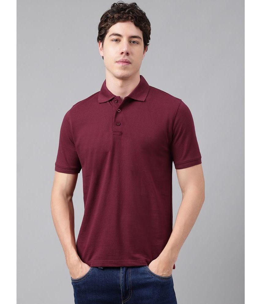     			Flamboyant Cotton Regular Fit Solid Half Sleeves Men's Polo T Shirt - Maroon ( Pack of 1 )