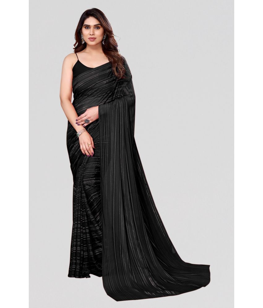     			Kashvi Sarees Satin Self Design Saree With Blouse Piece - Black ( Pack of 1 )