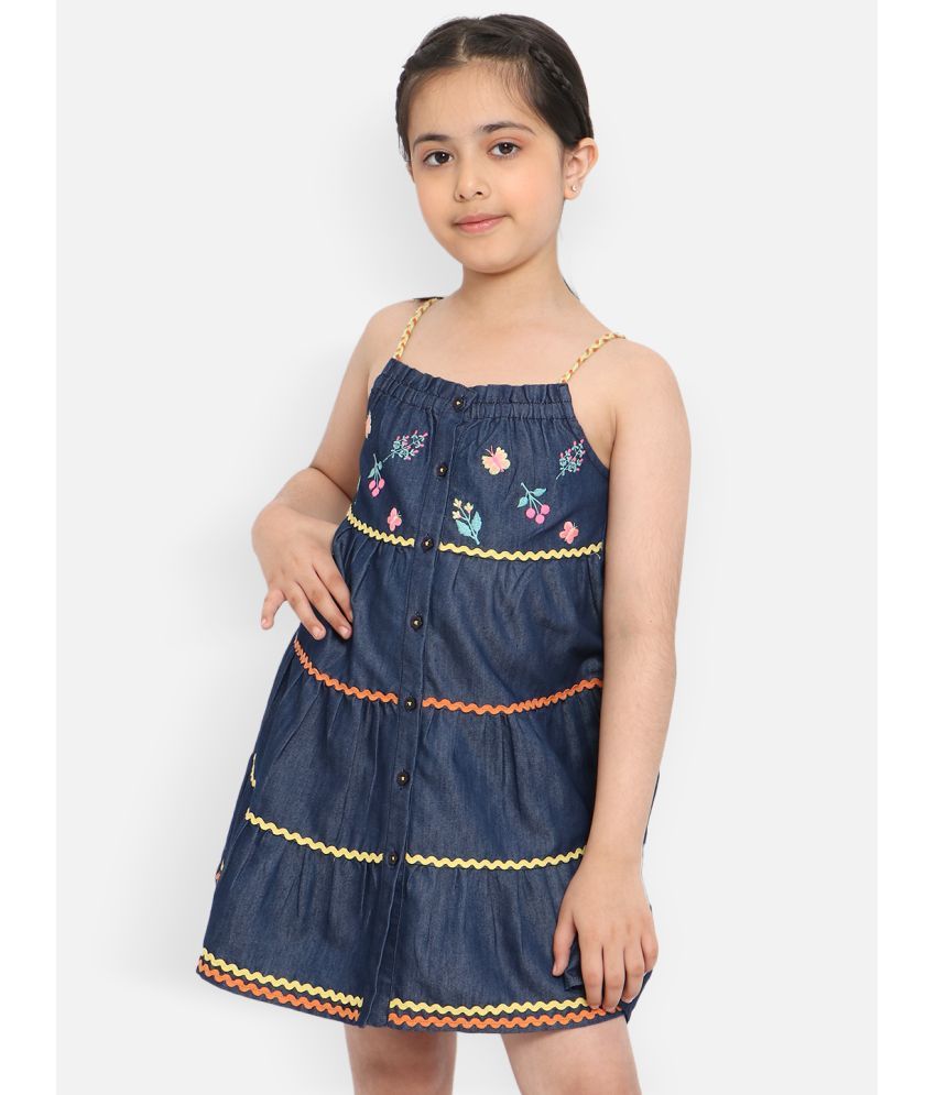     			Nauti Nati Blue Cotton Girls A-line Dress ( Pack of 1 )