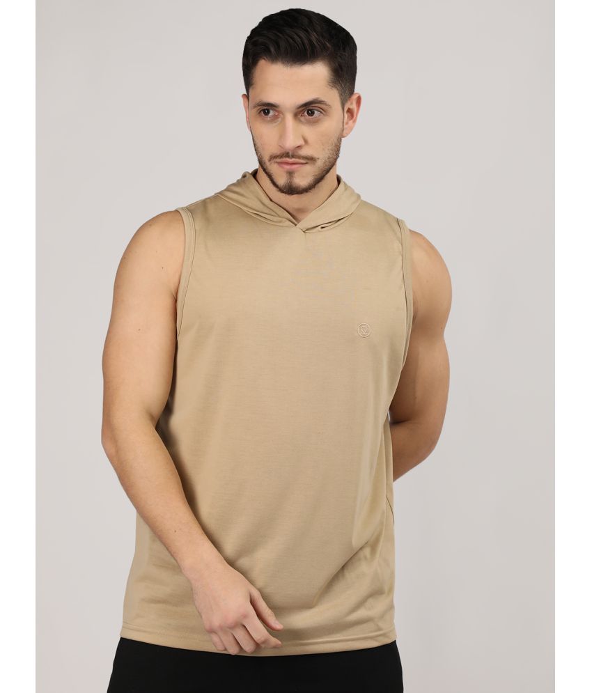     			Chkokko Cotton Blend Regular Fit Solid Sleeveless Men's T-Shirt - Brown ( Pack of 1 )