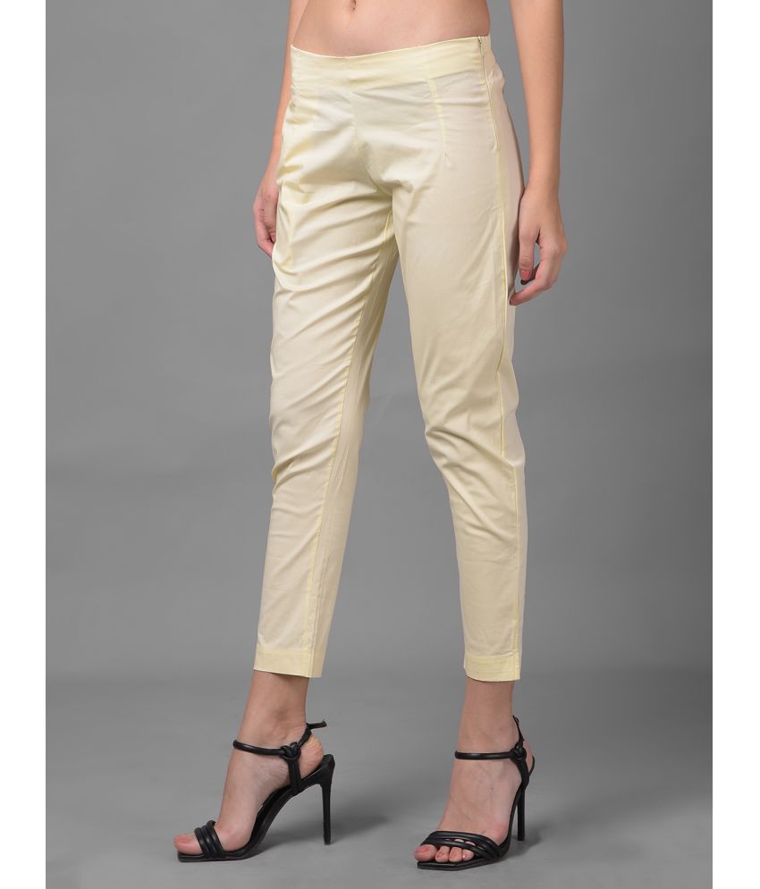     			Dollar Missy Cream Cotton Blend Slim Women's Casual Pants ( Pack of 1 )