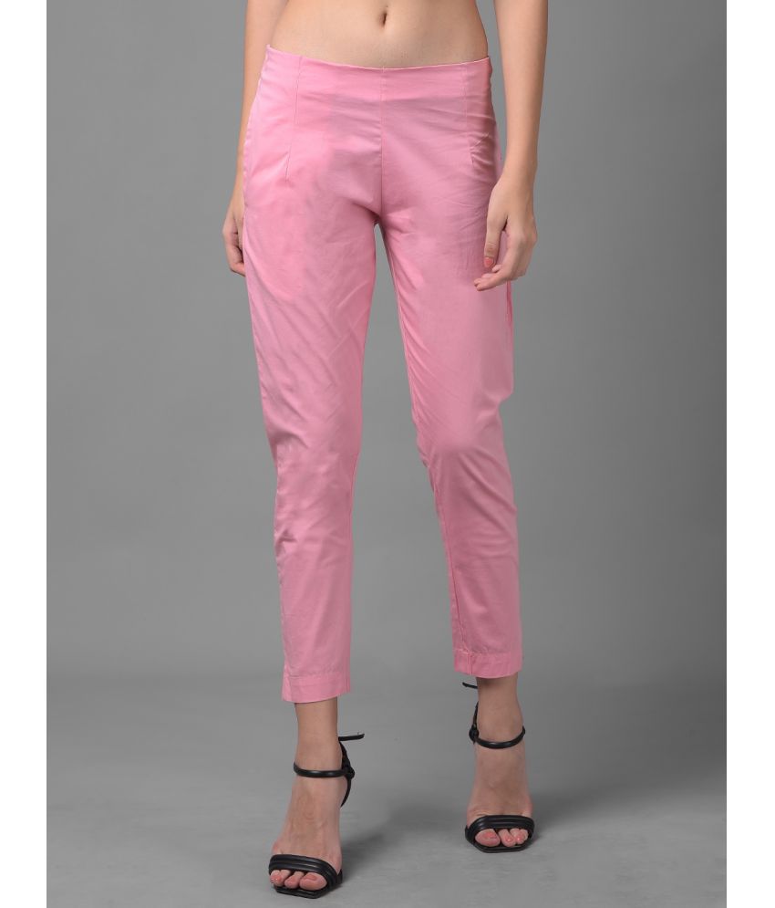     			Dollar Missy Pink Cotton Blend Slim Women's Casual Pants ( Pack of 1 )