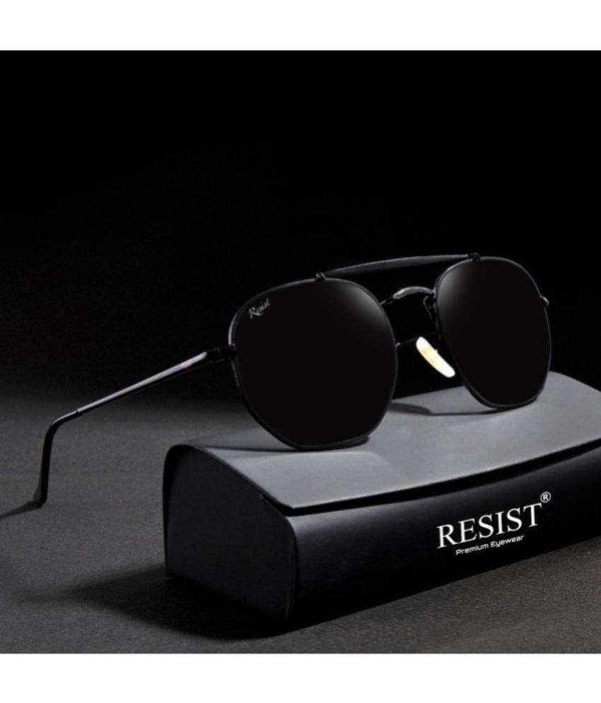     			RESIST EYEWEAR Black Oval Sunglasses ( Pack of 1 )