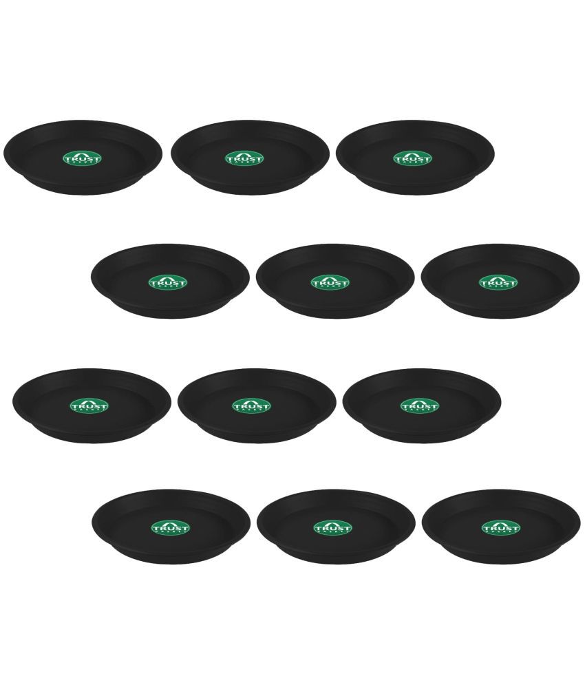     			TrustBasket Uv Treated 16 Inch Round Bottom Tray Saucer - Black Color - Set of 12
