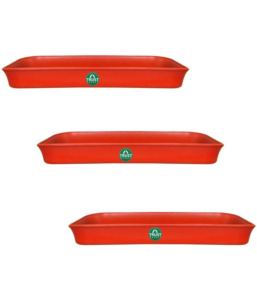     			TrustBasket UV Treated 18 inch Rectangular Bottom Tray Saucer - Terracotta Color - Set of 3