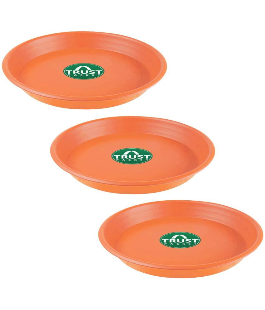     			TrustBasket UV Treated 18 inch Round Bottom Tray Saucer - Terracotta Color-Set of 3