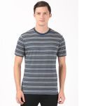 Jockey 2715 Men's Super Combed Cotton Rich Striped Round Neck T-Shirt - Ink Blue & Midgrey