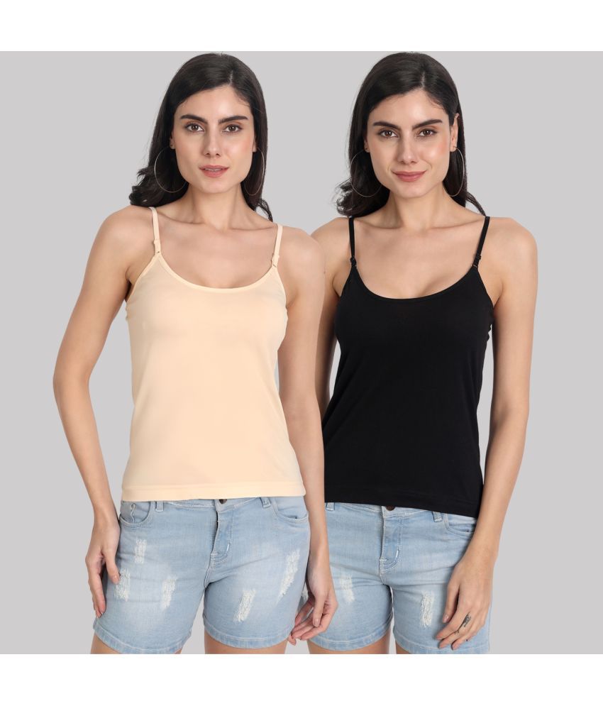     			AIMLY Cotton Camisoles - Black Pack of 2