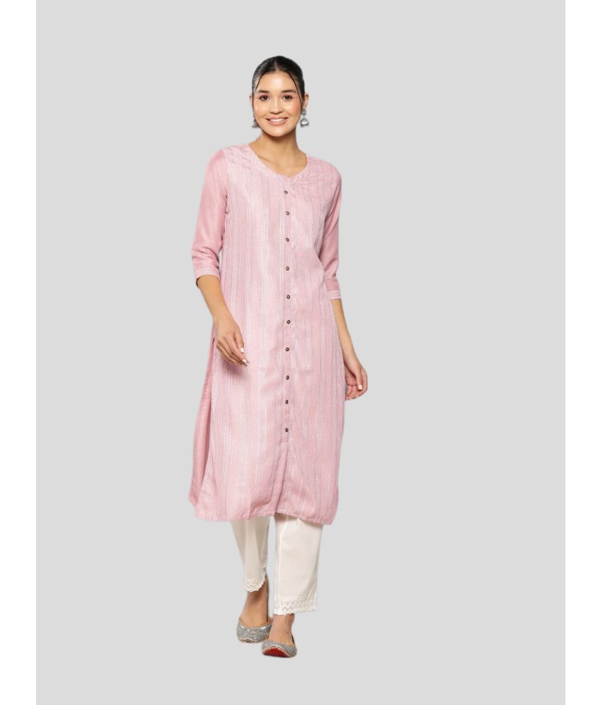     			Aarika Cotton Embroidered Straight Women's Kurti - Pink ( Pack of 1 )