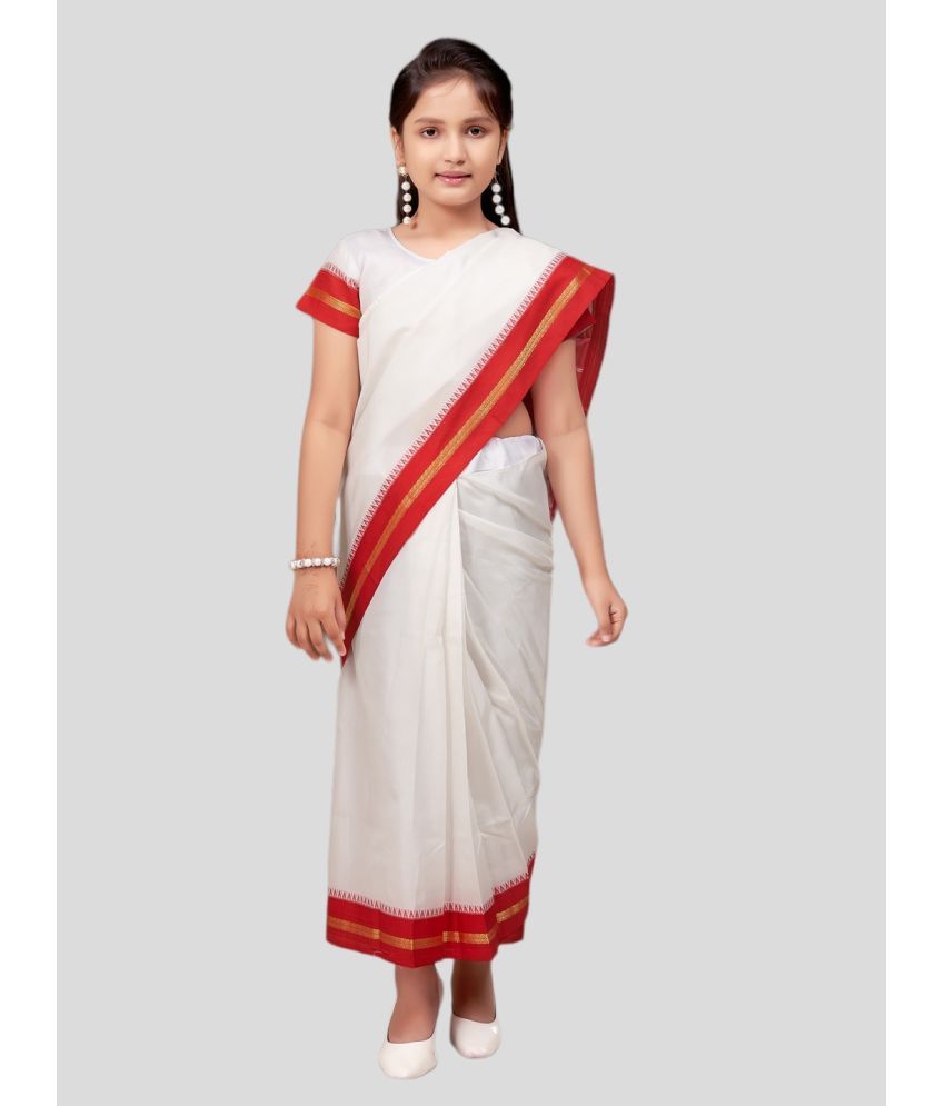     			Aarika - White Silk Girls Saree ( Pack of 1 )