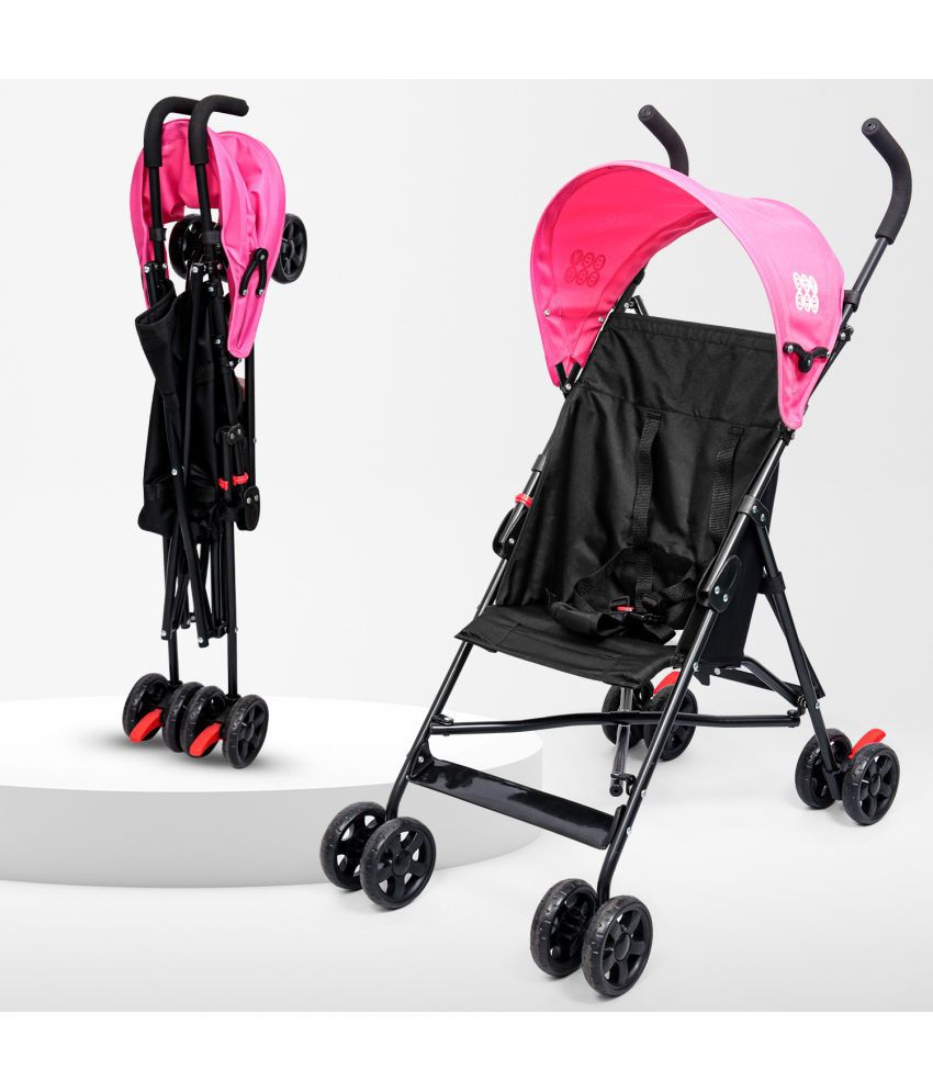     			BeyBee Travel-Friendly Compact Baby Stroller Pram for Newborn Baby|with 5 Point Safety Harness, Adjustable seat Recline, with Canopy|Easy Foldable and Carry |Kids Age 0-2 Years, 15Kg Capacity (Pink)