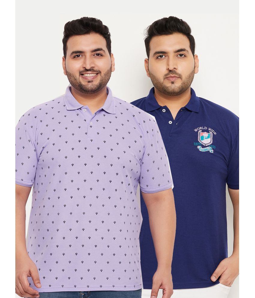    			GET GOLF Cotton Blend Regular Fit Printed Half Sleeves Men's Polo T Shirt - Lavender ( Pack of 2 )