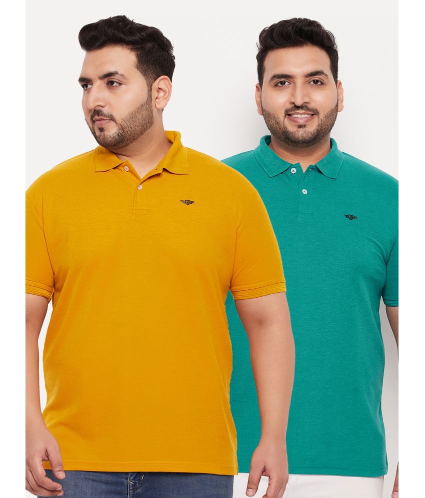     			GET GOLF Cotton Blend Regular Fit Solid Half Sleeves Men's Polo T Shirt - Yellow ( Pack of 2 )