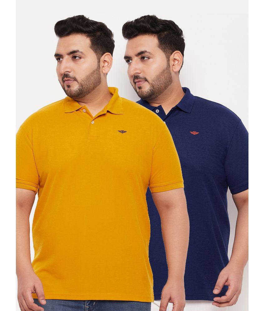     			GET GOLF Cotton Blend Regular Fit Solid Half Sleeves Men's Polo T Shirt - Mustard ( Pack of 2 )