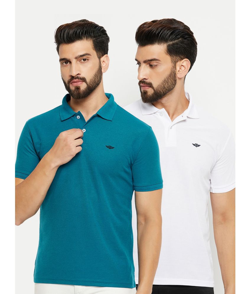    			GET GOLF Cotton Blend Regular Fit Solid Half Sleeves Men's Polo T Shirt - Blue ( Pack of 2 )