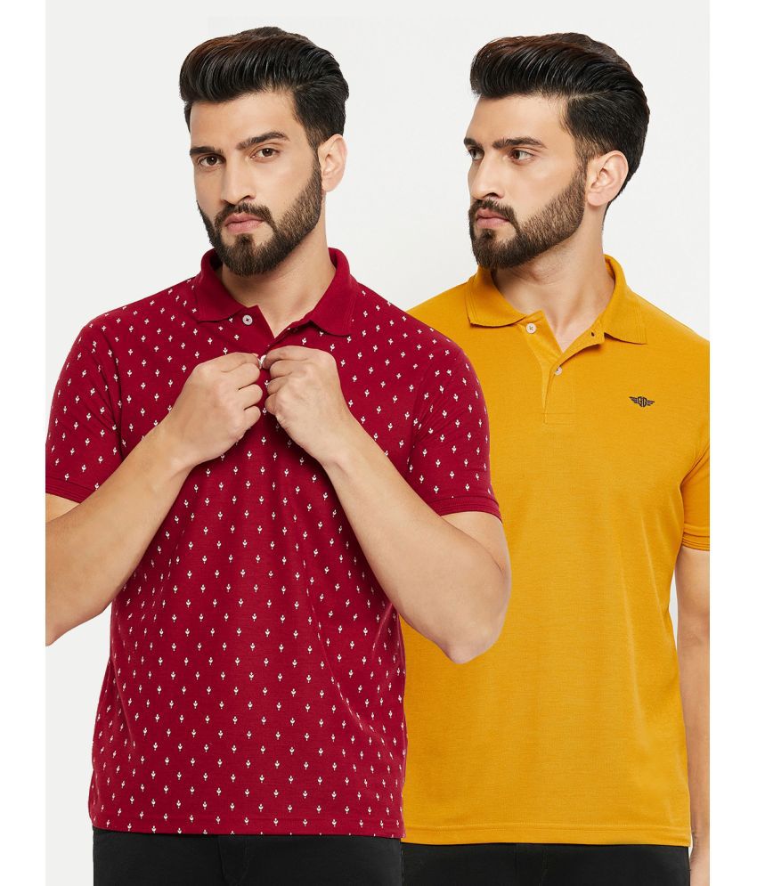     			GET GOLF Cotton Blend Regular Fit Printed Half Sleeves Men's Polo T Shirt - Maroon ( Pack of 2 )