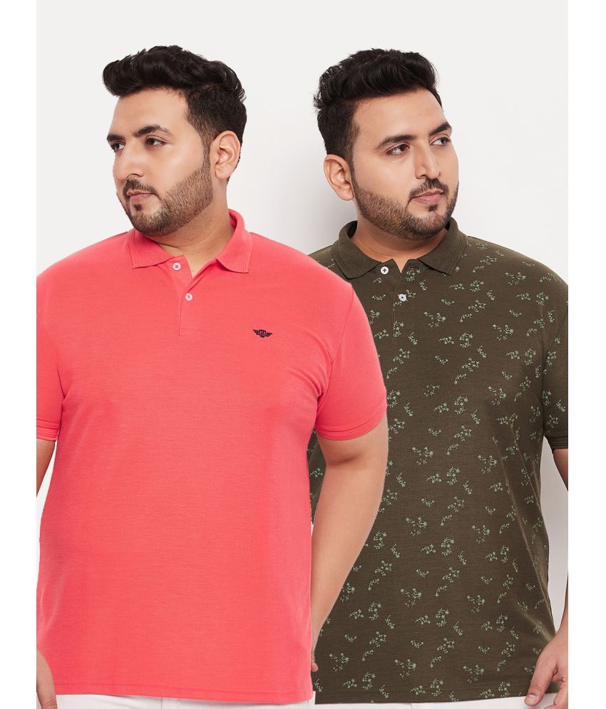     			GET GOLF Cotton Blend Regular Fit Solid Half Sleeves Men's Polo T Shirt - Coral ( Pack of 2 )
